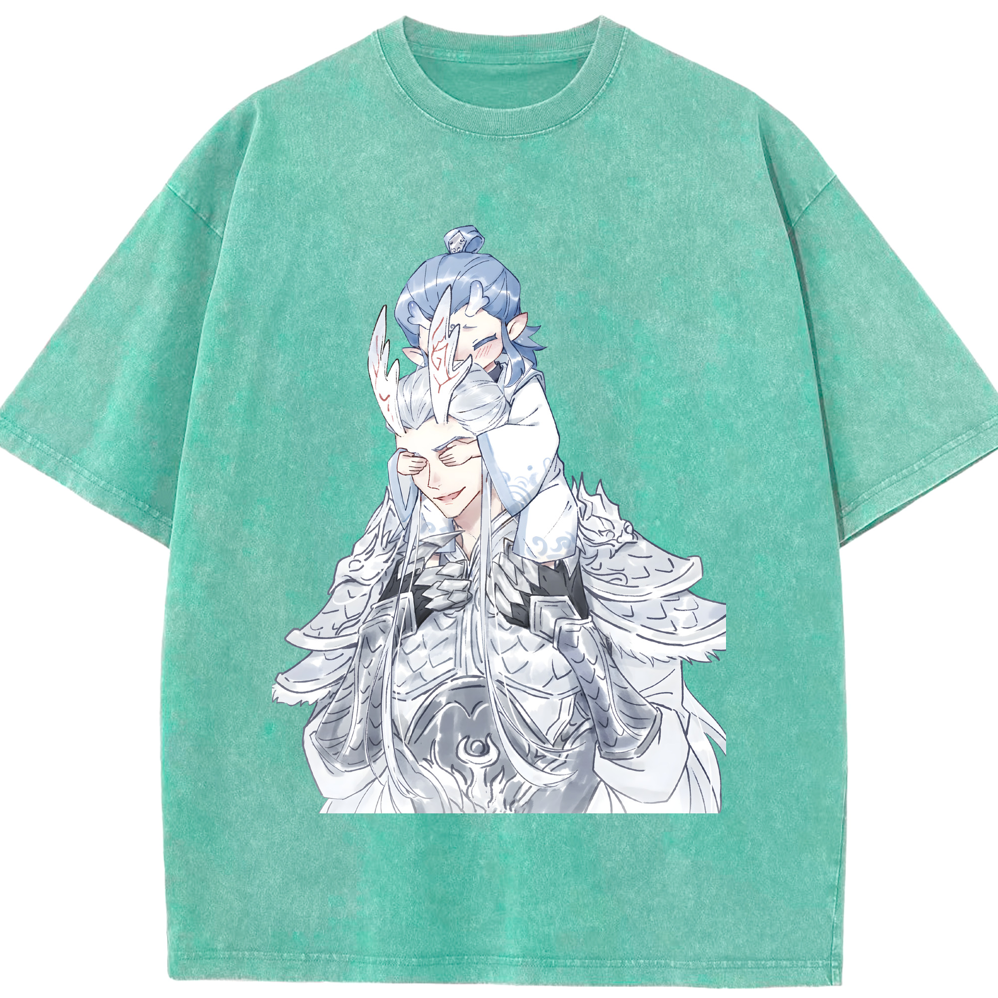 （画像用） Ne Zha 2 ナタ 魔童の大暴れ 綿100% ヴィンテージ風 半袖Tシャツ（フロントプリント）